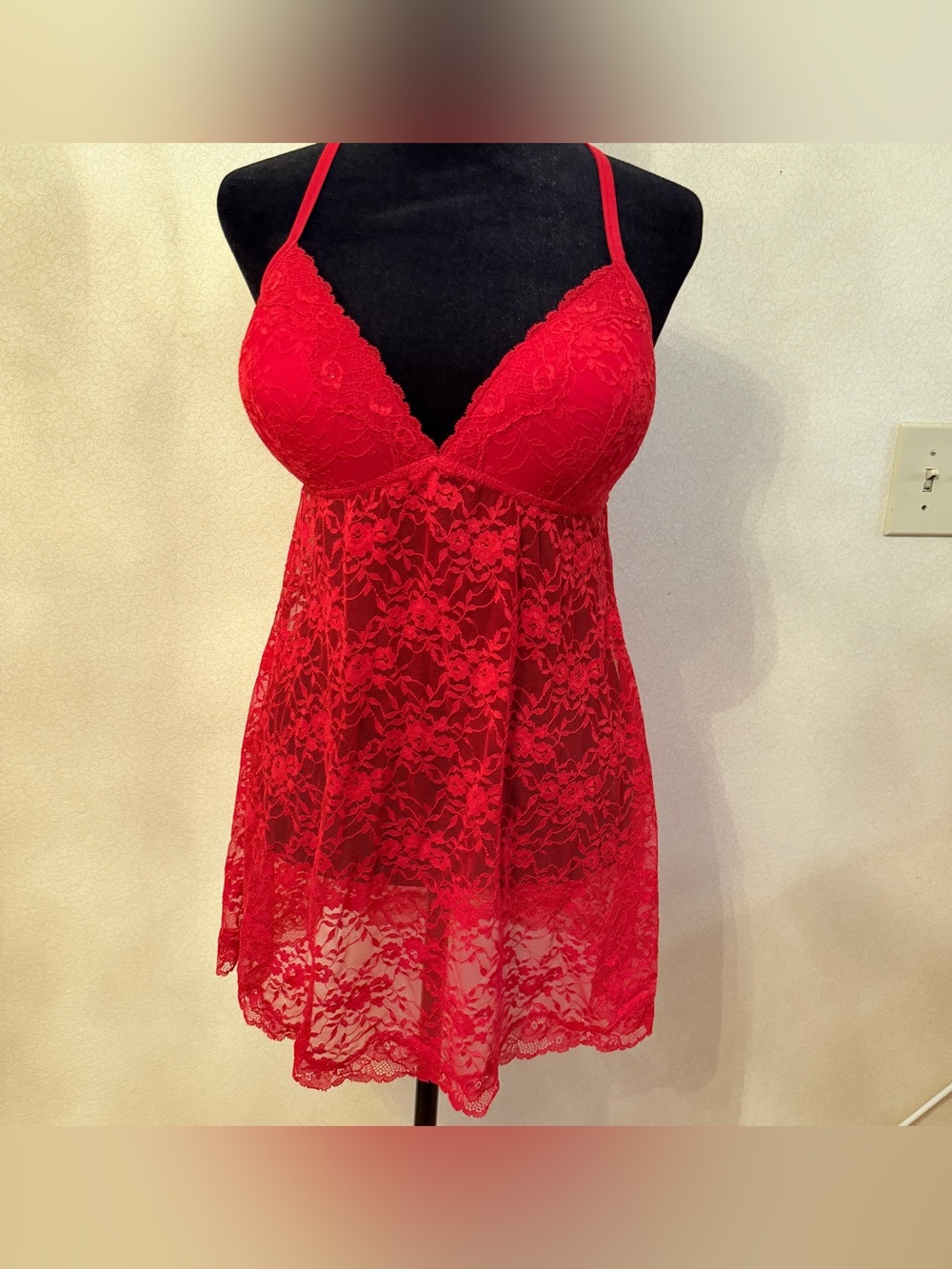 Gilligan & O'Malley Red Lace Babydoll Chemise